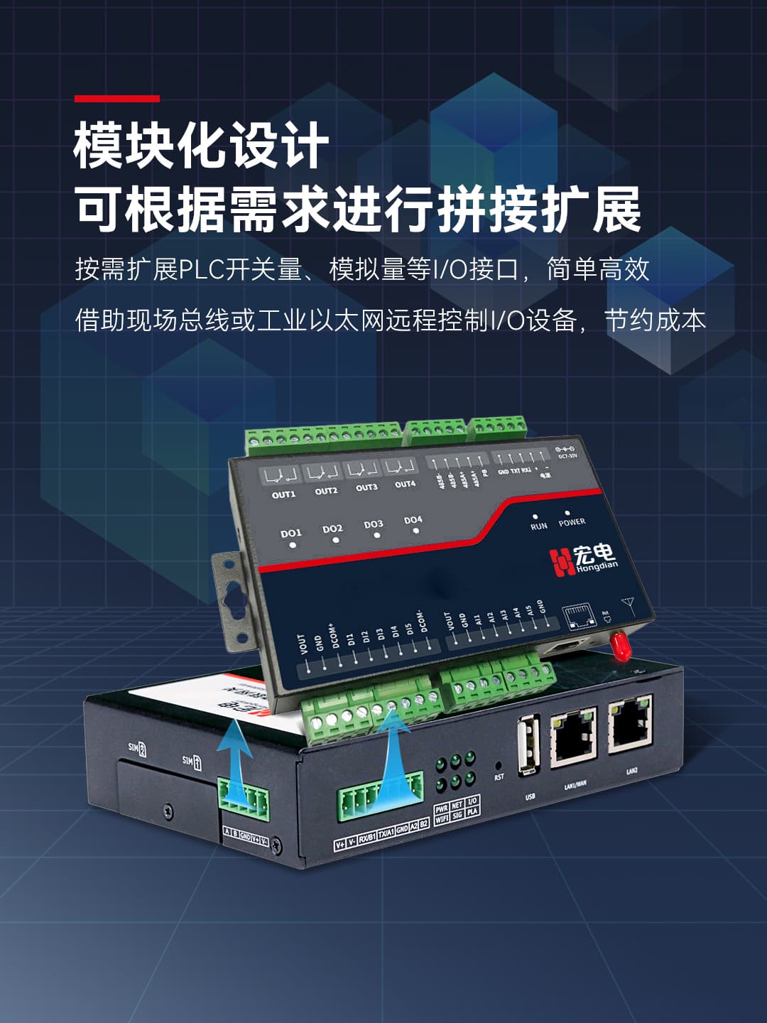 擴展PLC開關量、模擬量等I/O接口